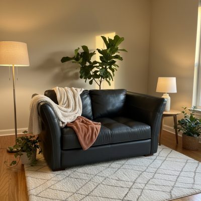 Gordon Ex-Display Deep Grey Leather 2 Seater Sofa | EX088