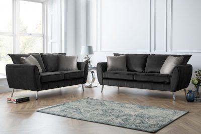 Fabric Black 3 Seater 2 Seater Sofa set