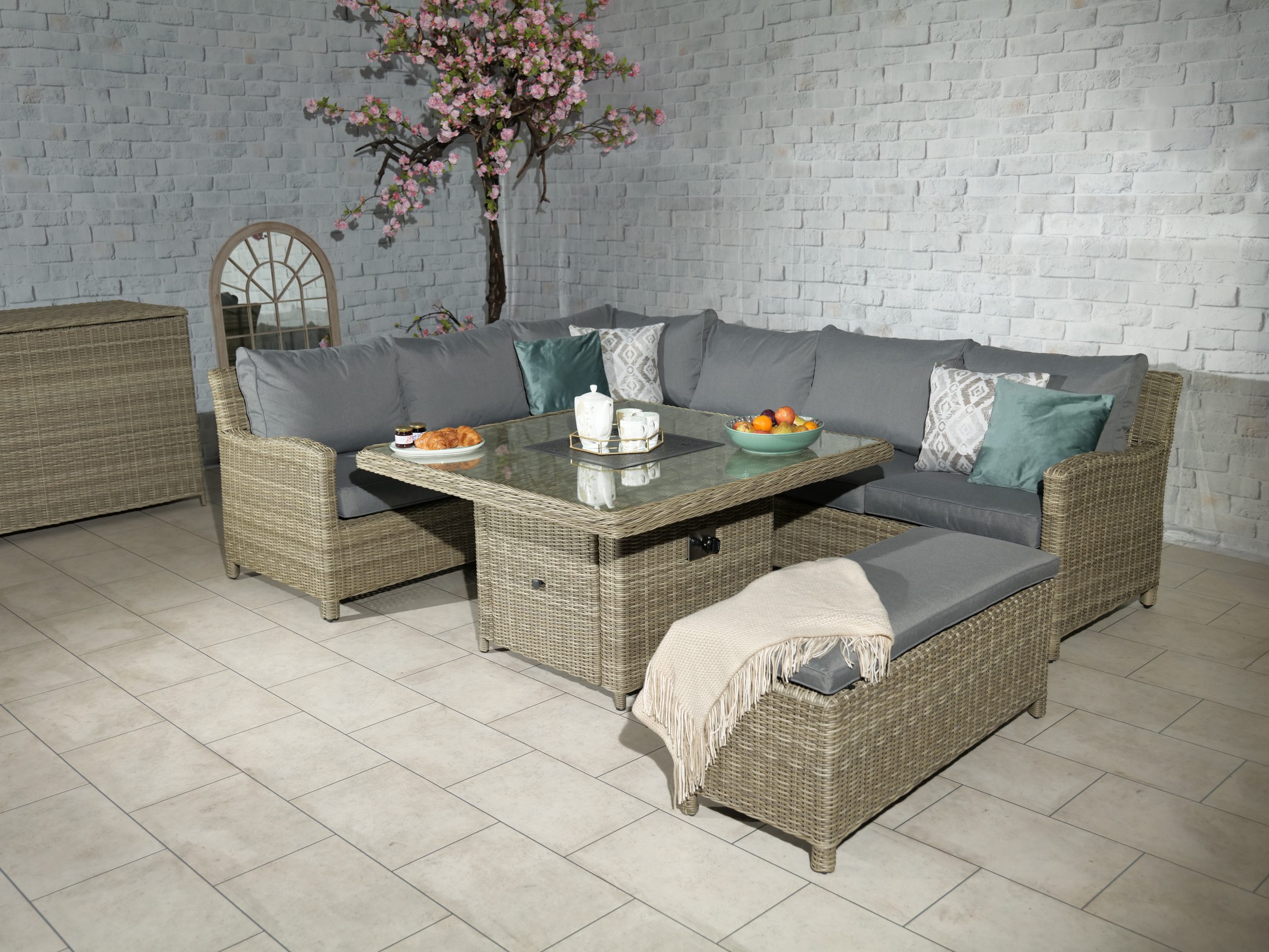 Wentworth Fire Pit Deluxe Corner Lounging Set