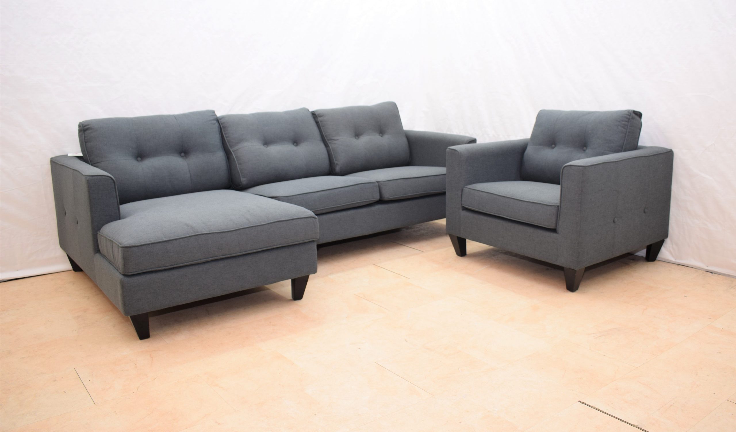 grey fabric sofa chair
