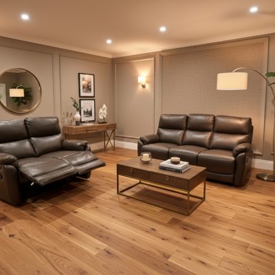 Monty Ex-Display Brown Leather 3 + 2 Seater Manual Recliner Sofas | EXMON