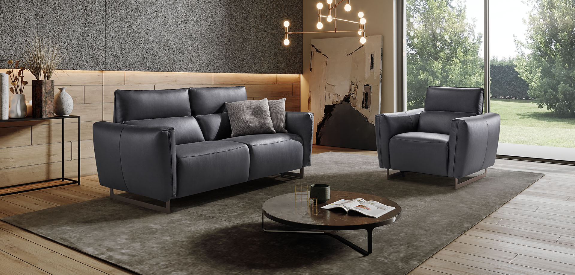 Modular Baccarat Leather Sofa Italia