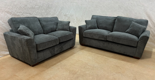 Cord Fantasia Ex-Display Grey Fabric 3 + 2 Seater Sofa Set | EXCOR