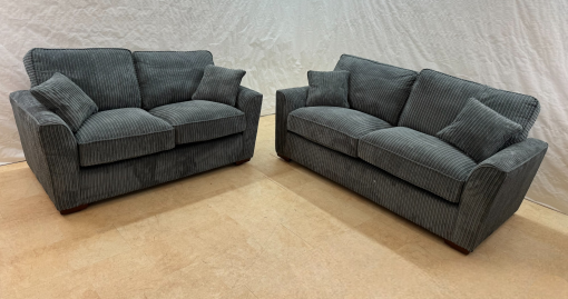 Cord Fantasia Ex-Display Grey Fabric 3 + 2 Seater Sofa Set | EXCOR - Image 2