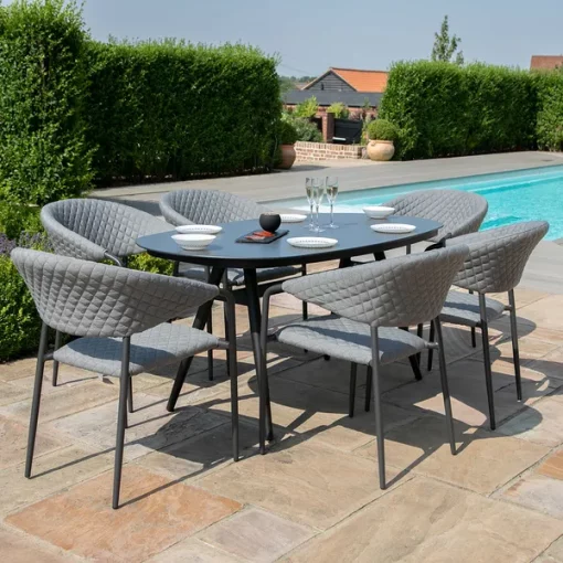 Homeflair - Outdoor Fabric Pebble Dining Set - Image 3