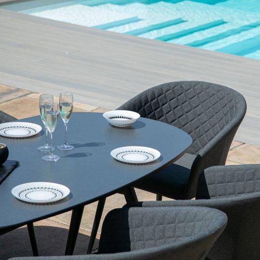 Homeflair - Outdoor Fabric Ambition 6 Seat Oval Dining Set - Charcoal - Image 3