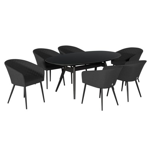 Homeflair - Outdoor Fabric Ambition 6 Seat Oval Dining Set - Charcoal
