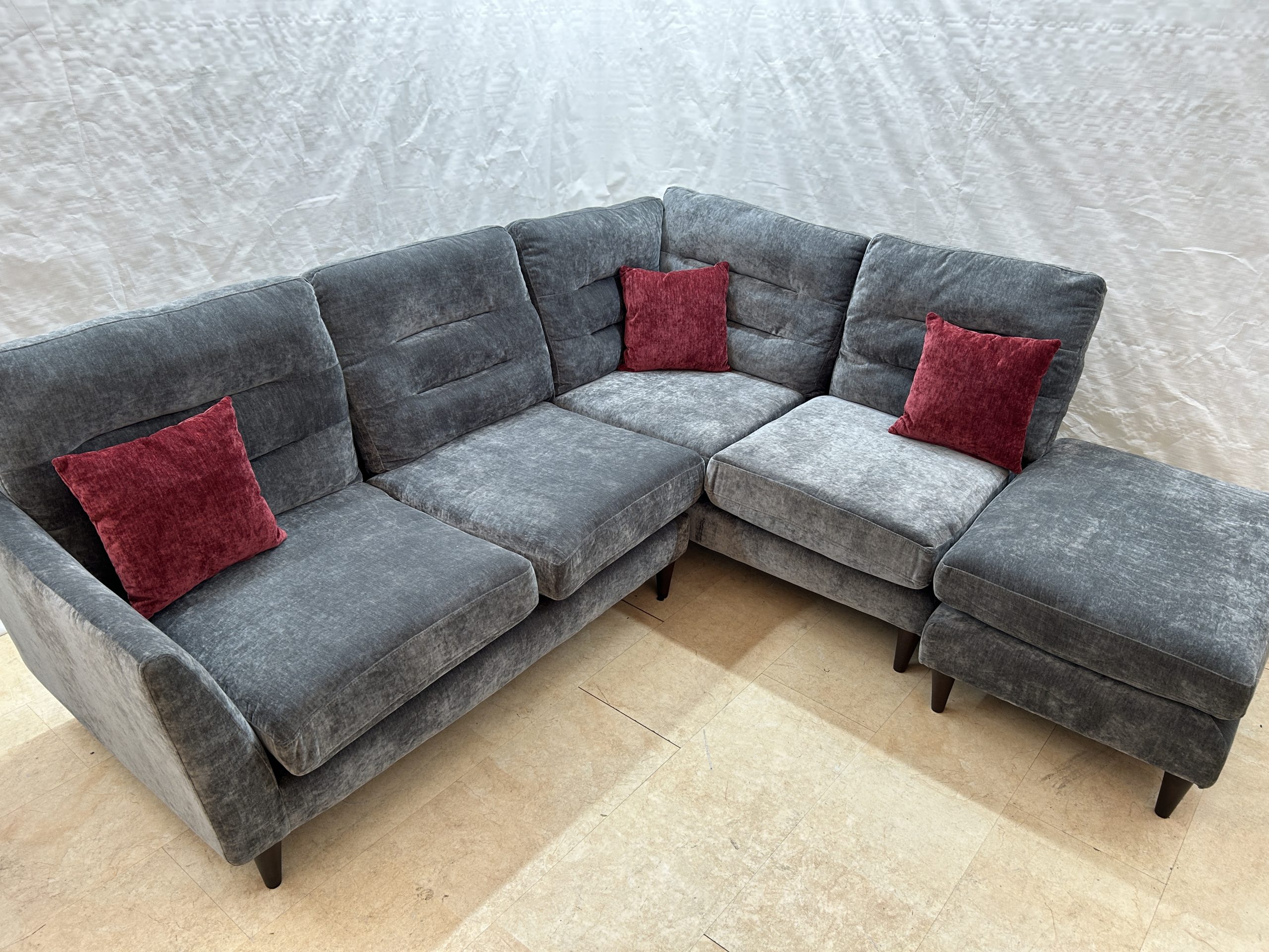 Ex-Display Lebus Skye Grey Fabric Corner with Footstool - Image 3