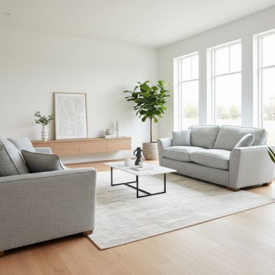 Ex-Display Buoyant Fantasia Grey Fabric 3 + 2 Seater Sofas