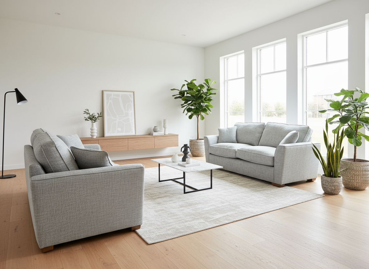 Ex-Display Buoyant Fantasia Grey Fabric 3 + 2 Seater Sofas