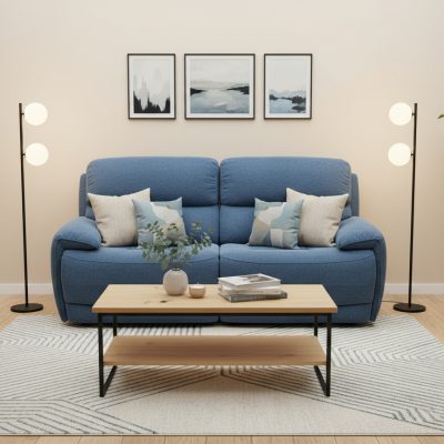 Ex-Display Brandon Blue Fabric 3 Seater Static Sofa
