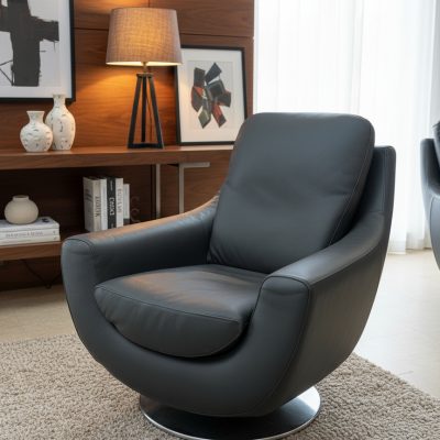 Ex-Display Noto Dark Grey Leather Swivel Chair