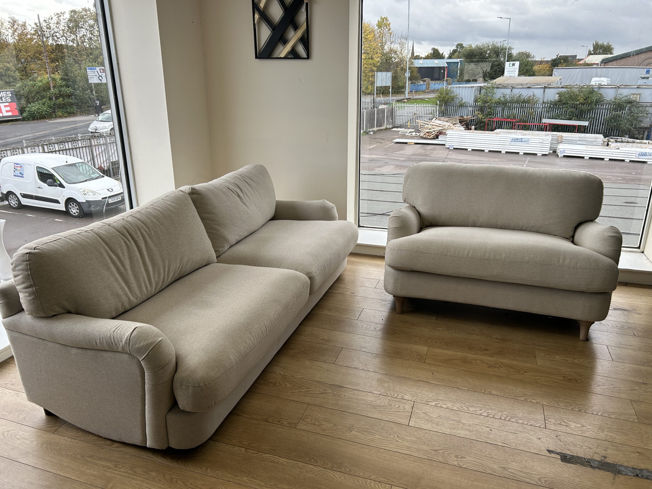 Ex-Display Polly Fabric 3 Seater + Love Chair - Image 7