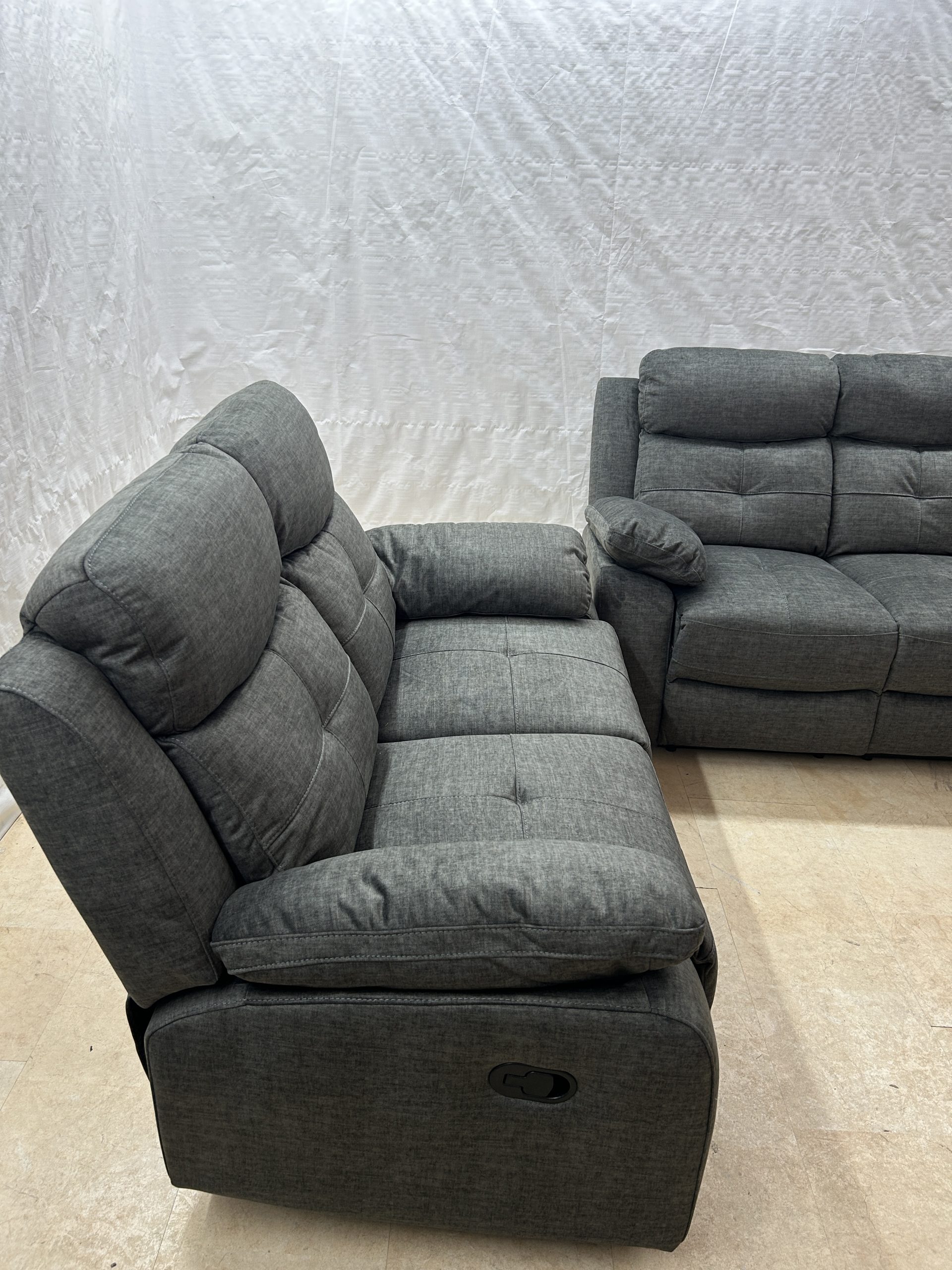 Ex-Display Boston Grey Fabric 3 + 2 Manual Recliner Sofa Set - Image 3