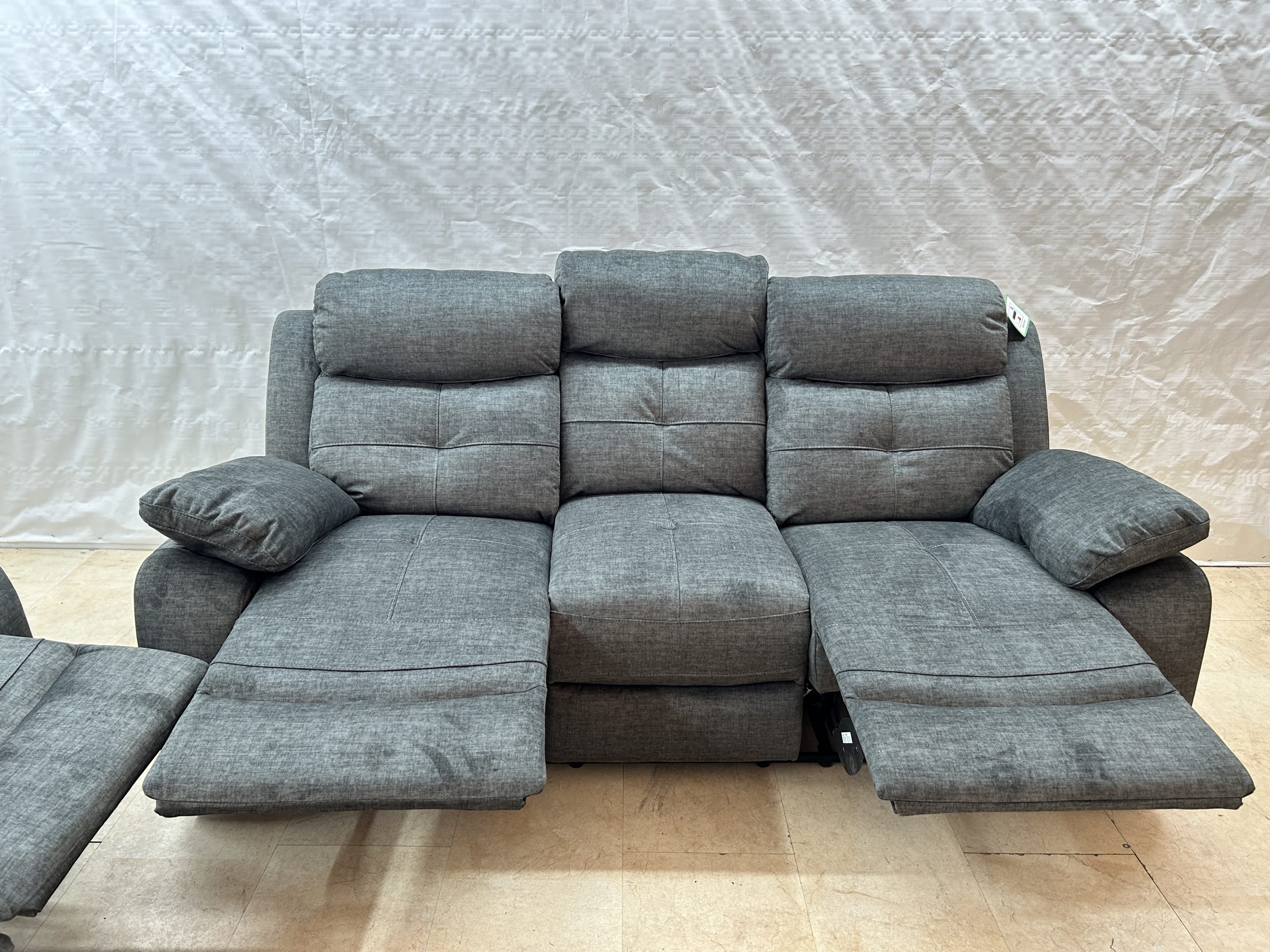 Ex-Display Boston Grey Fabric 3 + 2 Manual Recliner Sofa Set - Image 8